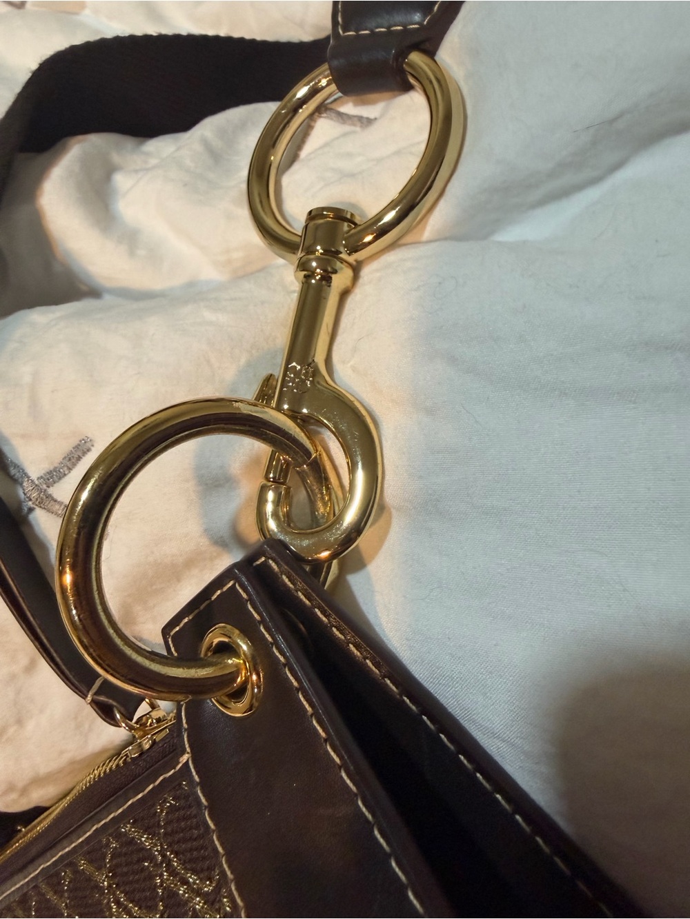 Carolina Herrera Dark Brown Monogram Castanuela Bag - Picture 8 of 17